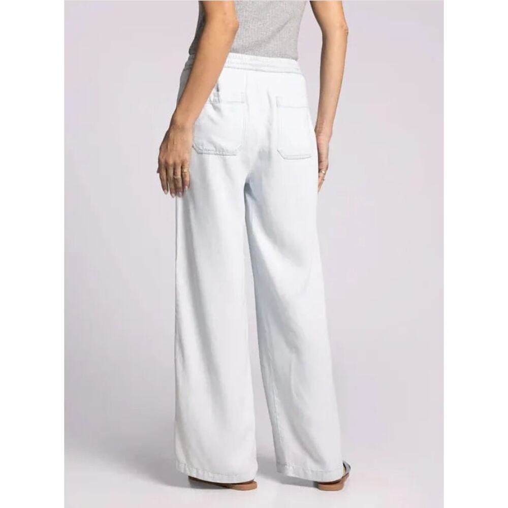 Women's Wide-Leg Drawstring Lounge Pants - White - Picture 2 of 10